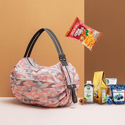 Foldable Shopping Bag Portable Large Capacity Reusable Grocery Bag Daily Commuting Picnic Camping Storage Bag